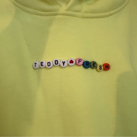 Teddy Fresh Hoodie Highlighter Neon Yellow Cropped Friendship Bracelet - Picture 10 of 11